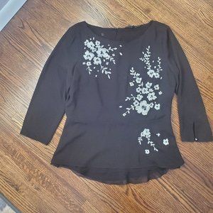 White House Black Market Embroidered Blouse